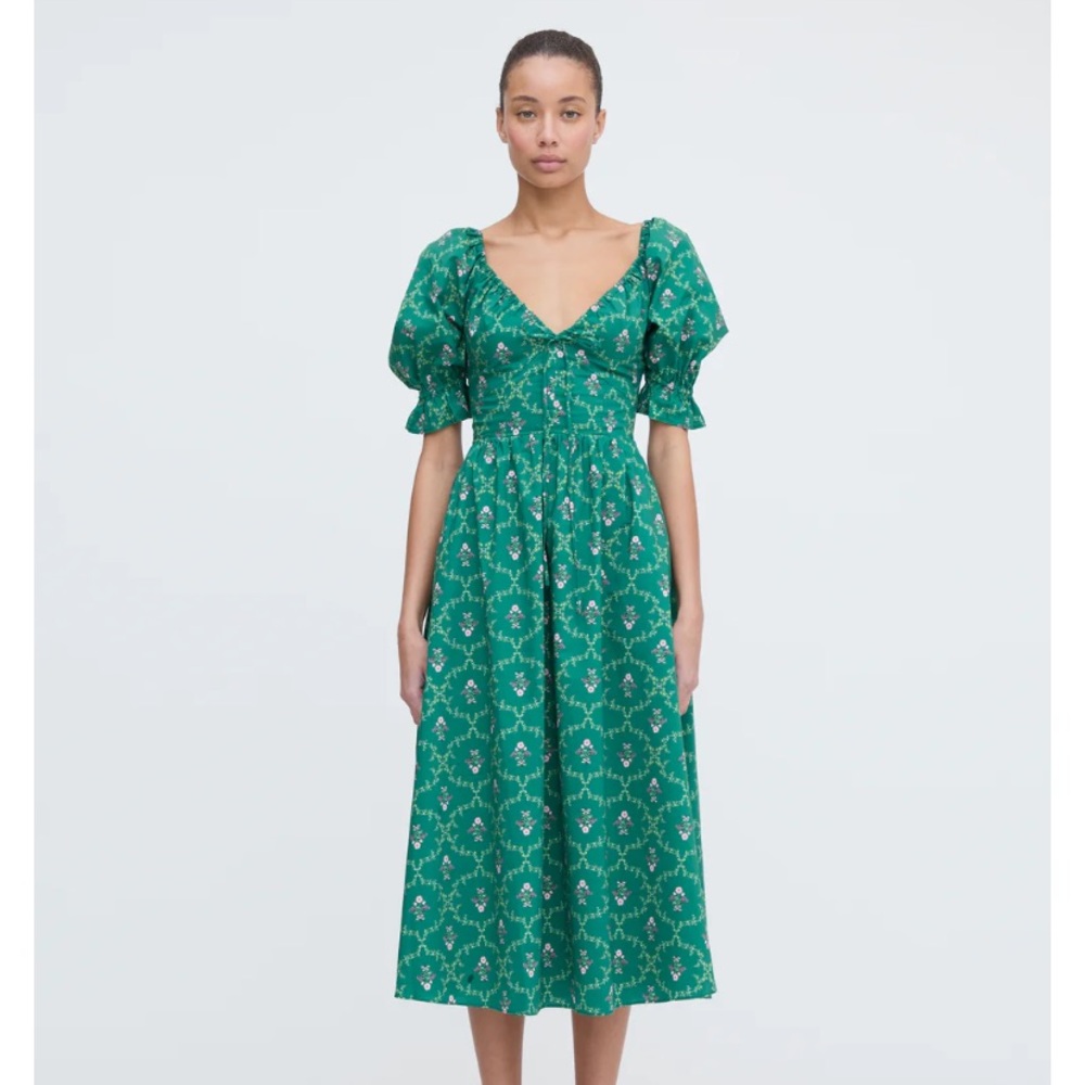 Hill House Ophelia Dress in Emerald Trellis, perfect for spring, summer!!